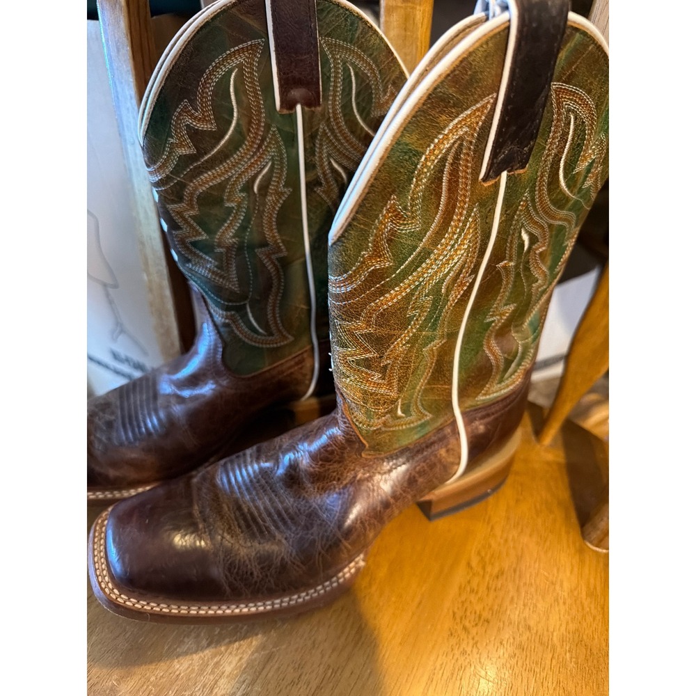 Cody James Mens Brown Green Leather Square Toe Western Cowboy Boots 9D